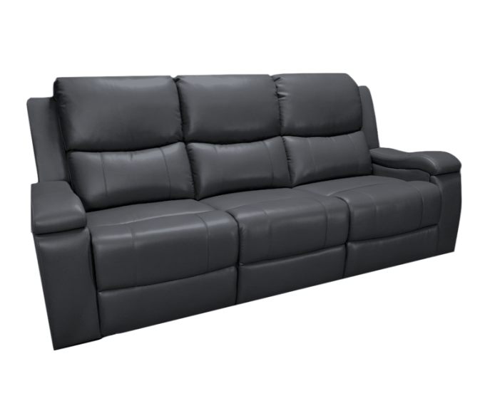 Manilla Black Leather Gel Power Reclining Sofa